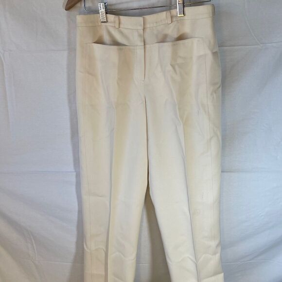 Chado Ralph Rucci Ivory Wool Front/Back Patch Pocket Pants Sz 8